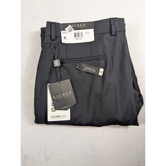 NWT $190 Lauren Ralph Lauren Mens Black‎ Classic Fit UltraFlex Pants 34x34
